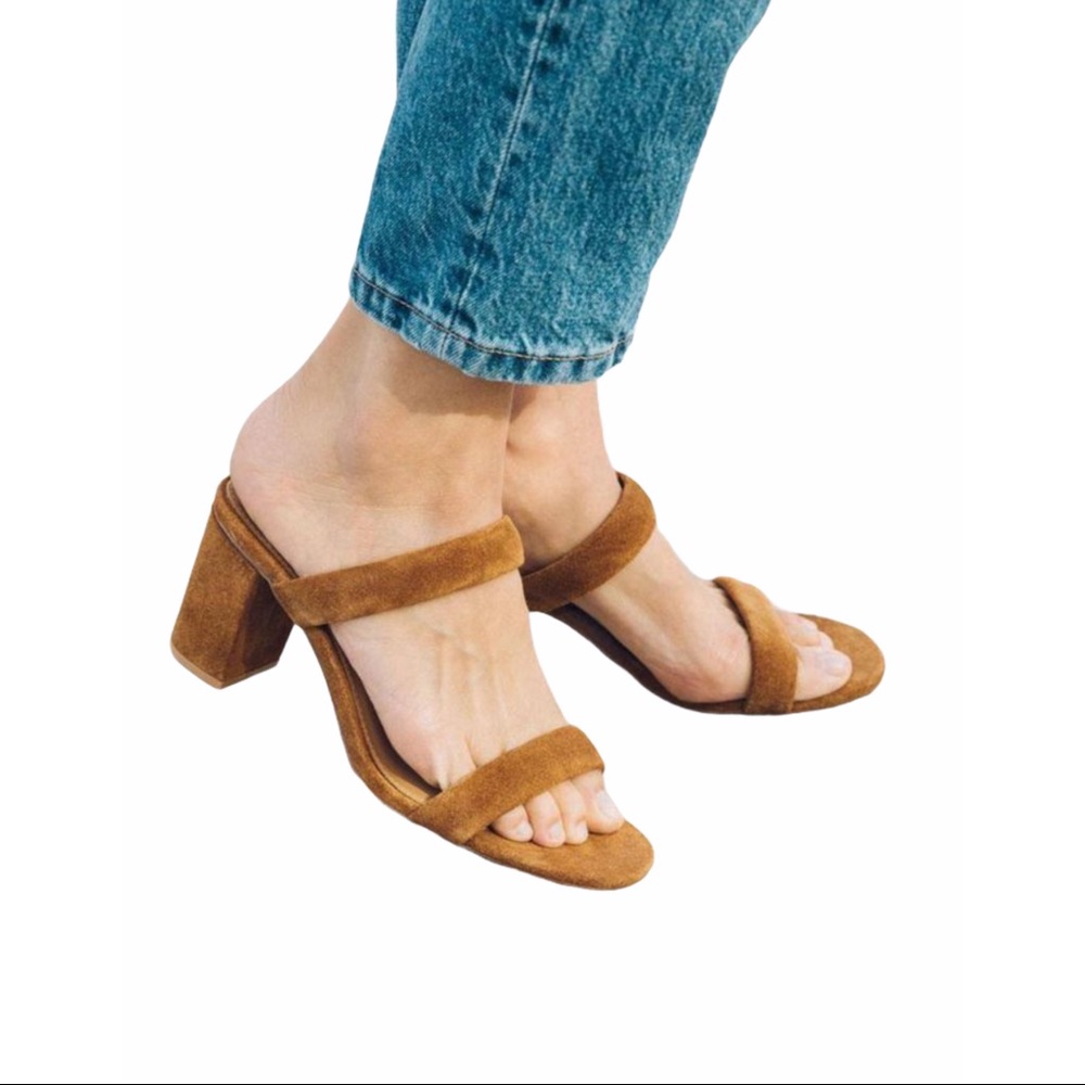 Soludos Ines Heel Walnut Leather Sandals - Picture 6 of 10